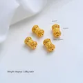 24K vergulde holle tonkraal met bloemenpatroon voor het maken van DIY sieraden - Tweeling Lotus Cilinder (Z584-4) / 1 Stuk