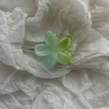 Dettaglio di un fermaglio per capelli a forma di plumeria sfumata su sfondo bianco - Bauhinia Piccola Verde Lime