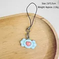Cute blue resin candy-shaped phone charm with pink heart, size 2.6x1.5cm, weight 2.16g - Blue Bow
