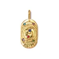 Detailed view of vintage gold Pisces zodiac pendant with multi-colored crystals - Pisces (YK244-12)