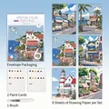 Island Diary watercolor painting set including 6 sheets, 2 color cards, and 1 brush. - Island Diary / Set of 6 Sheets