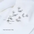 Orecchini a perno a mezzaluna in acciaio inox con asole per gioielli fai da te - Mezzaluna con Anello (H102-2) / 1 Paio (2 Pezzi) / colore naturale dell'acciaio