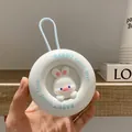 Adorable white circular wall hook with a 3D cartoon rabbit and blue silicone strap - White Rabbit
