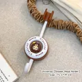 Adjustable cartoon bear shower head holder with hook, no drilling required for bathroom - Bear Style / 7*3.5*19.5cm / Brown