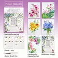 Creative DIY watercolor painting kit for adults with 6 floral patterns and paint cards - Flower Collector / Set of 6 Sheets