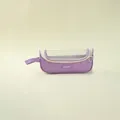 Simple purple large capacity pencil case with a panoramic transparent window and hand strap - Purple