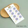 Set of 8 purple flower novelty paper clips on a white display card for office use. - Set of 8 / Purple Floral