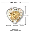 Macro detail of two-tone stainless steel heart pendant with size and weight parameters - Star Heart Style (YK105) / 1 Piece