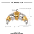Detailed technical dimension view of two-tone croissant pendant in stainless steel - Croissant Style (YK115) / Gold and Silver Two-tone