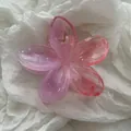 Detailopname van een roze gradiënt bloem haarklem op een witte getextureerde achtergrond. - L / Gradiënt Roosrood