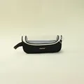 Black and white large-capacity pencil case with a transparent panoramic window. - Black