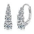 Pendientes de aro de lujo en plata S925 con moissanita graduada para mujer muy elegantes - Pendientes de Moissanita de Cuatro Diamantes / 0.5 ct / Plata