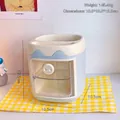 Cute pig-themed multi-compartment desk organizer pen holder, dimensions 10.5x10.5x12.5cm - Pig Shaped Pen Holder / Blue