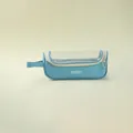 Light blue large capacity transparent pencil case with panoramic PVC window and handle - Sky Blue