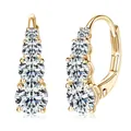 Pendientes de aro huggie de moissanita bañados en oro con piedras redondas graduadas - Pendientes de Moissanita de Cuatro Diamantes / 0.5 ct / Dorado