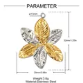 Two-tone stainless steel leaf flower pendant detail showing dimensions and 3.6g weight - Leaf Texture Flower Style (YK116) / Gold and Silver Two-tone