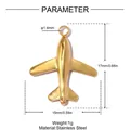 Detaillierte Maße und Gewichtsangaben für den goldenen Flugzeuganhänger aus Edelstahl - Minimalistisches Goldflugzeug (YK170) / 3er-Set