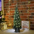 Mini albero di Natale da tavolo con luci calde, puntale a stella dorata e base nera - Stile G