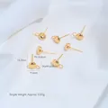Orecchini a perno a semicerchio in acciaio inossidabile dorato con asola per gioielli fai-da-te - Disco Rotondo con Anello (H102-5)