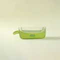 Light green large capacity transparent pencil case with top window and handle - Green