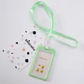 Light green cartoon ID card holder with matching lanyard and cute chick design insert - Green Chick