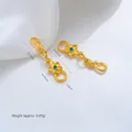 24K gold-plated copper flower clasp connector with green rhinestone for DIY jewelry - Green Rhinestone Flower Clasp (K472-10) / 1 Piece