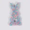 Easter bunny skin picking fidget toy with pink and blue beads in clear silicone material - JY-11D (Macaron Fill)