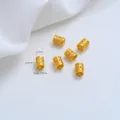Exquise 24K vergulde holle muntpatroon tonnetje tussenkraal voor DIY sieraden maken - Opengewerkte Dubbele Munt Ton (Z584-10) / 1 Stuk