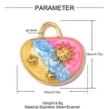 Heart-shaped stainless steel sun star charm in colorful enamel with gold finish detail - Multicolor Heart Style (YK230)