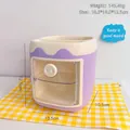 Cute purple pig-themed desktop organizer and pen holder with transparent storage drawer - Pig Shaped Pen Holder / Purple