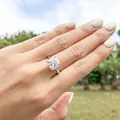 Eleganter s925 Sterlingsilber Ring mit großem Stein im Kissenschliff für Damen - Größe 5 / Kissenschliff Stil (H款)