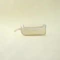 Minimalist cream colored pencil case with panoramic transparent window and side handle strap - Apricot