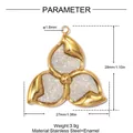 Detail of stainless steel three-petal flower pendant with size and weight parameters - Silver Glitter Three-Leaf Flower (YK117-1) / Gold and Silver Two-tone