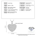 Vue détaillée d'un collier pendentif cœur en zircone avec dimensions et tableau. - Style Cœur Pavé Complet-Modèle A (CA-NC754A) / Or K