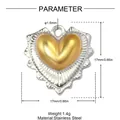 Macro view of two-tone heart pendant showing 17mm size and stainless steel material - Jagged Heart Style (YK107) / 1 Piece