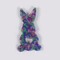 Rabbit shaped skin picking fidget toy with colorful bead filling for sensory relief - JY-11E (Pink Green Blue Fill)