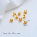 24K vergulde holle munt cilinder tussenkralen voor DIY sieraden maken, 5mm lengte - Kleine Opengewerkte Muntton (Z584-11) / 1 Stuk
