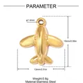 Flugzeug-Anhänger aus goldenem Edelstahl für DIY-Schmuckherstellung - 3D-Massivgoldflugzeug (YK171) / 3er-Set