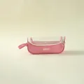 High-capacity pink portable pencil case with panoramic transparent window for students - Rose Red