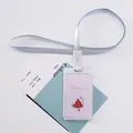 Pastel purple lanyard with cute cartoon watermelon ID badge holder for office or school - Finger Heart
