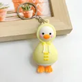 Adorable cartoon yellow duck keychain wearing a cute hoodie accessory for bag charms - Cute Hat Duck