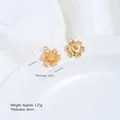 Premium 14K gold plated brass camellia flower charm with CZ inlay for DIY jewelry design - Six-Petal Flower Pendant (G991-1) / 1 Piece/Pack / 14K Gold