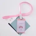 Cute pink lanyard ID card holder with decorative heart balloon pattern for school students - Pink Balloon