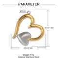Detail of two-tone stainless steel heart pendant with dimensions and material specs - Gold-Silver Hollow Heart Style (YK109) / 1 Piece