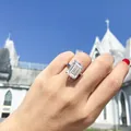 Eleganter Ring mit Smaragdschliff aus s925 Sterlingsilber für Damen - Größe 7,5 / Minimalistischer Smaragdschliff-Stil (L款)