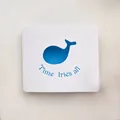 Creative hollow white greeting card featuring a blue whale design and Time tries all text - Blue Whale