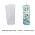 Detailed dimensions of floral embossed cylinder candle silicone mold and finished pillar - Spring Flower Pillar B (JZB-0062)