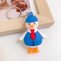 Cute cartoon white duck figurine keychain with blue hat and red tie for bags and keys - Blue Hat Little Duck
