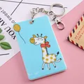 Portacarte carino in acrilico blu con design a giraffa e portachiavi in metallo resistente - Cervo con sciarpa
