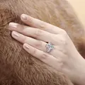 Eleganter s925 Sterling Silber Ring mit Marquise-Schliff für Damen an der Hand gezeigt - Größe 6,5 / Marquiseschliff-Stil (M款) / Silber
